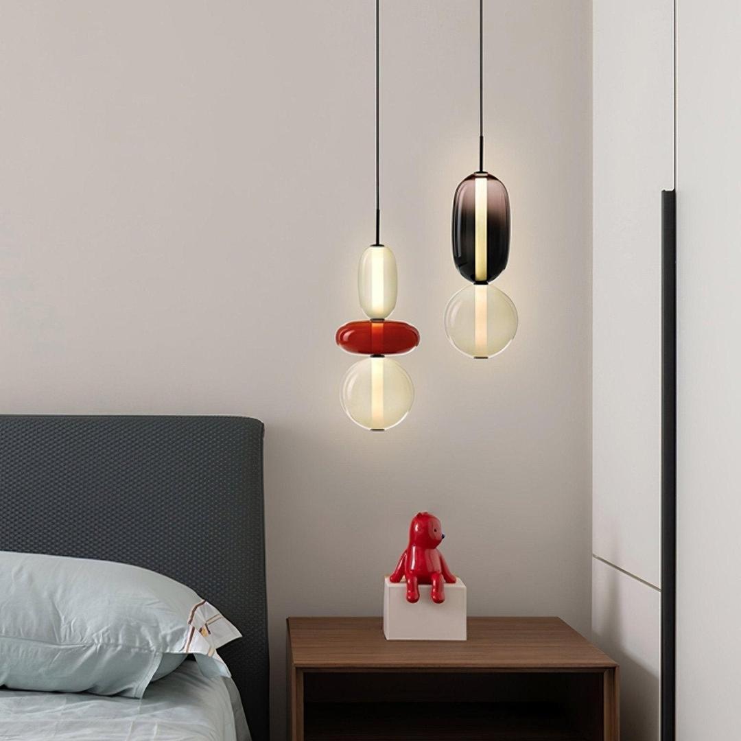 Pendant Lamp Modern Art Deco with Stacked Glass Shades and Adjustable Height