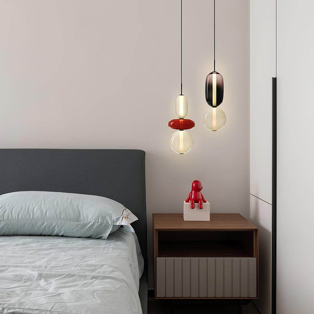 Pendant Lamp Modern Art Deco with Stacked Glass Shades and Adjustable Height