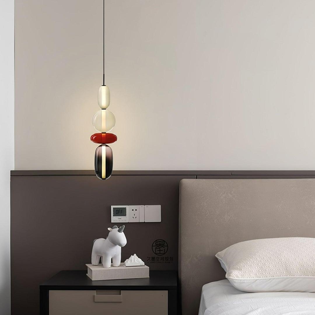 Pendant Lamp Modern Art Deco with Stacked Glass Shades and Adjustable Height