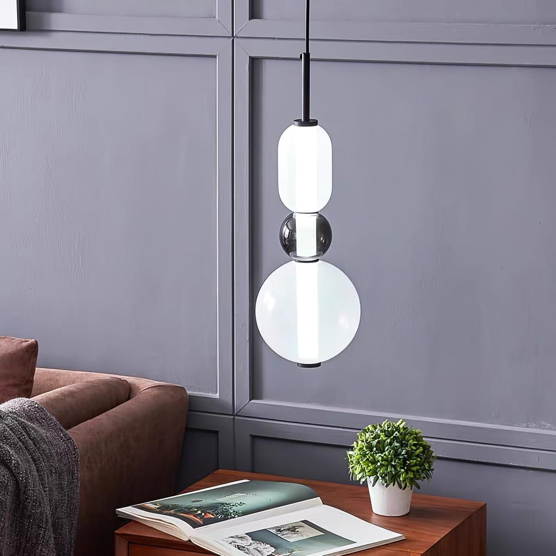 Pendant Lamp Modern Art Deco with Stacked Glass Shades and Adjustable Height