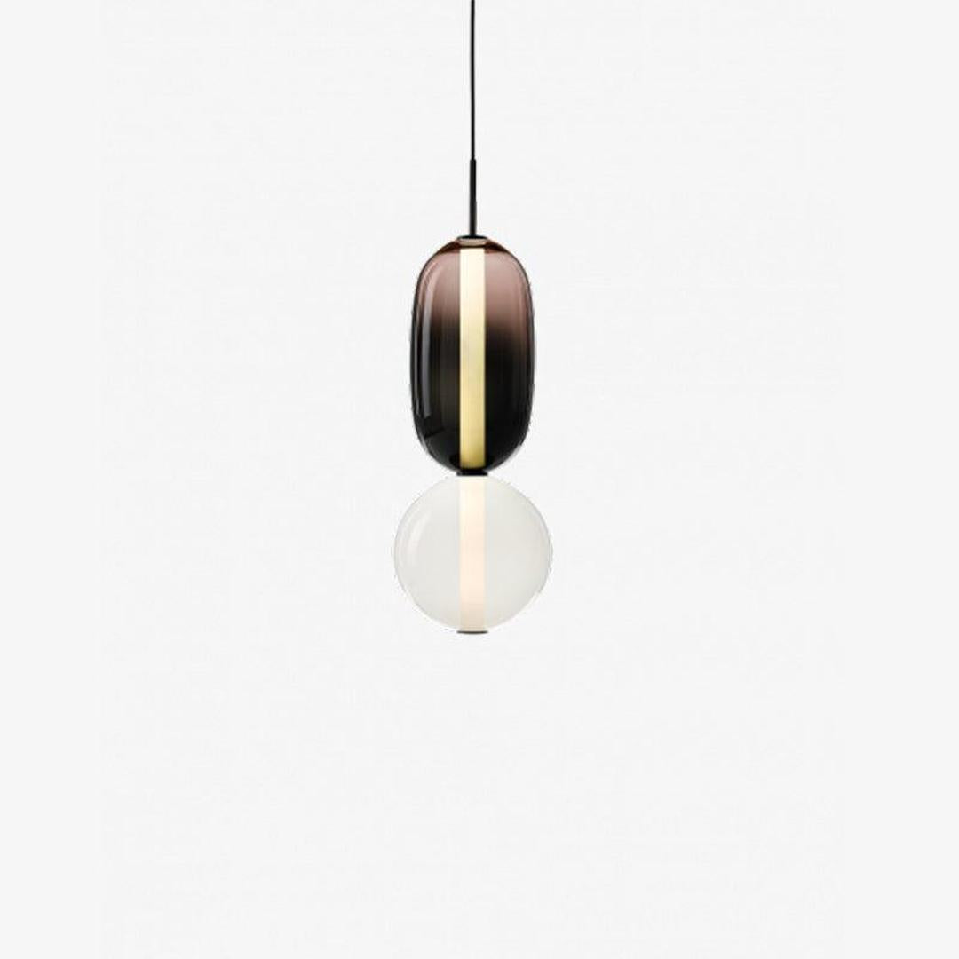 Pendant Lamp Modern Art Deco with Stacked Glass Shades and Adjustable Height