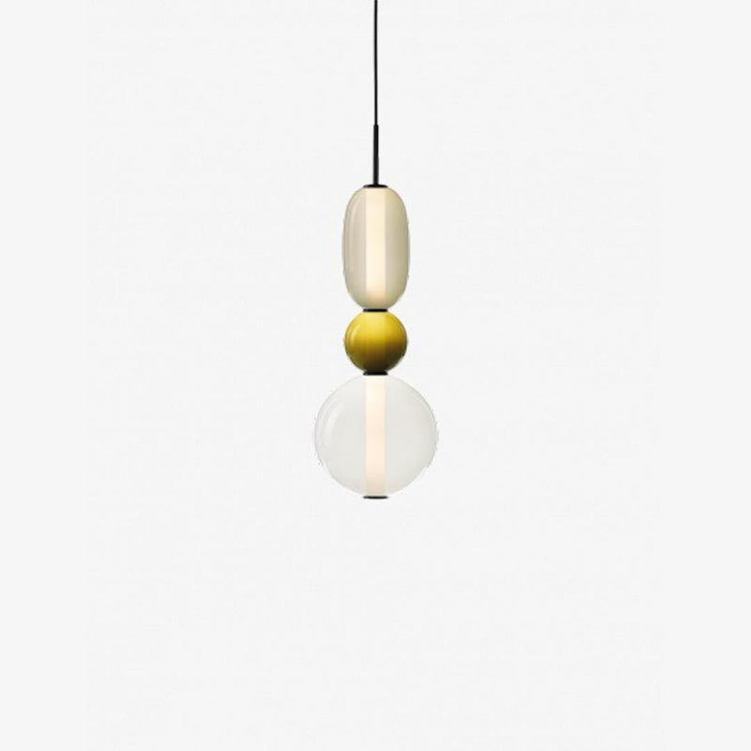 Pendant Lamp Modern Art Deco with Stacked Glass Shades and Adjustable Height