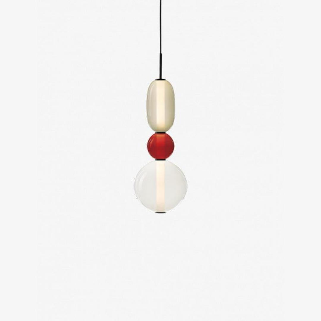 Pendant Lamp Modern Art Deco with Stacked Glass Shades and Adjustable Height