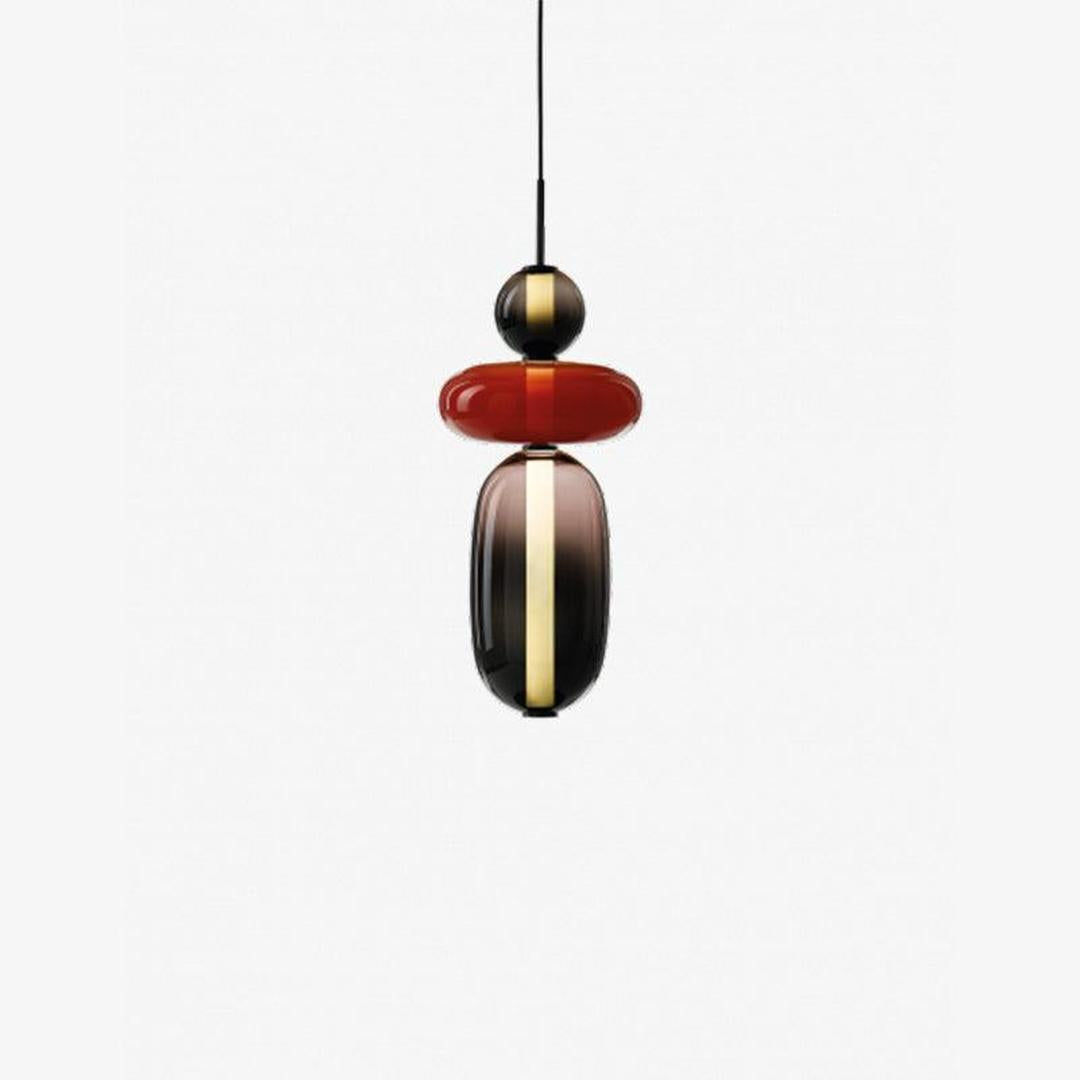 Pendant Lamp Modern Art Deco with Stacked Glass Shades and Adjustable Height