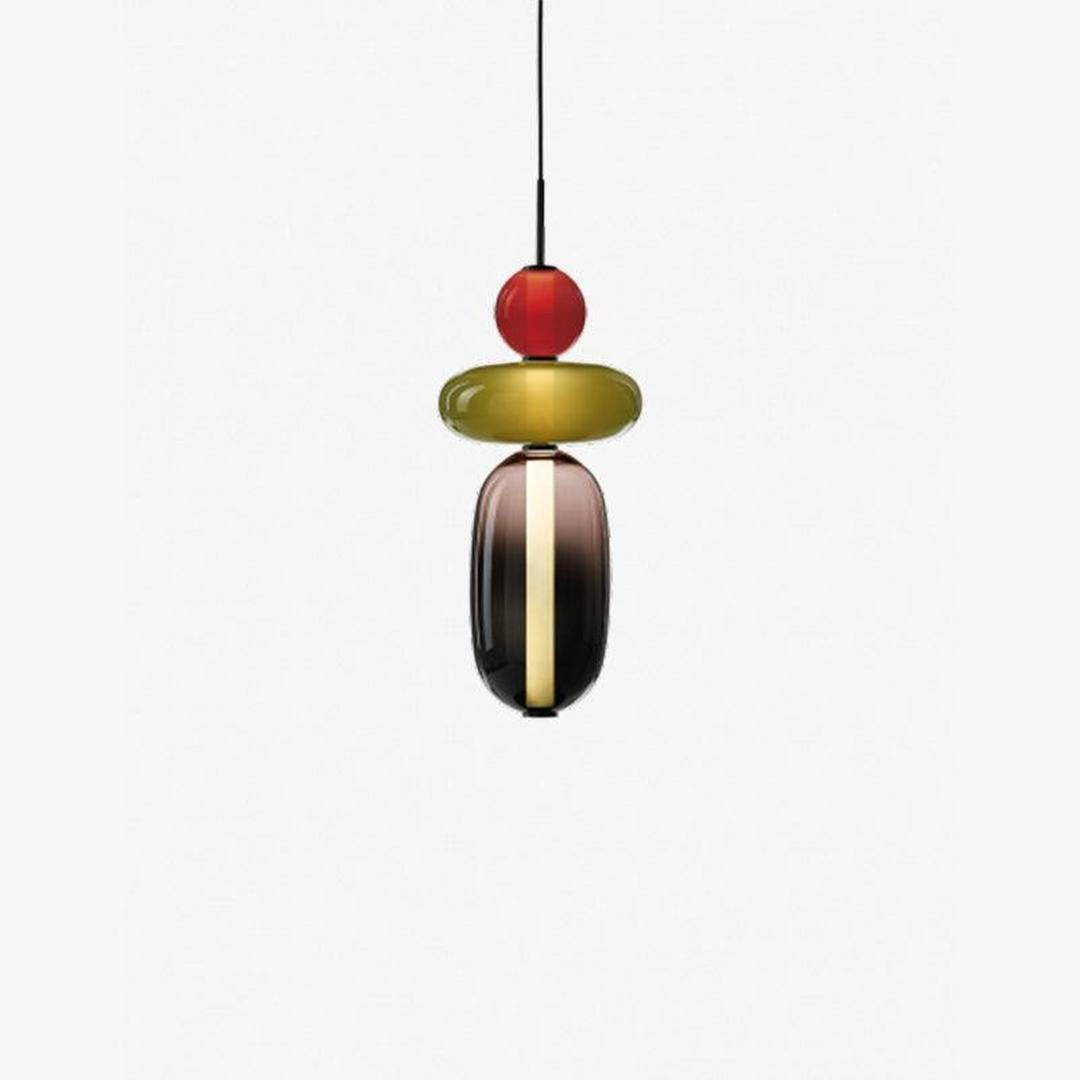 Pendant Lamp Modern Art Deco with Stacked Glass Shades and Adjustable Height