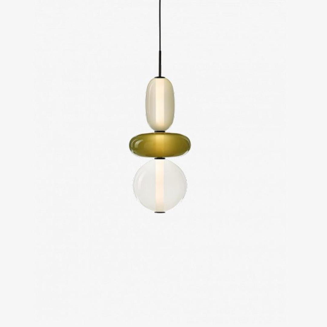 Pendant Lamp Modern Art Deco with Stacked Glass Shades and Adjustable Height