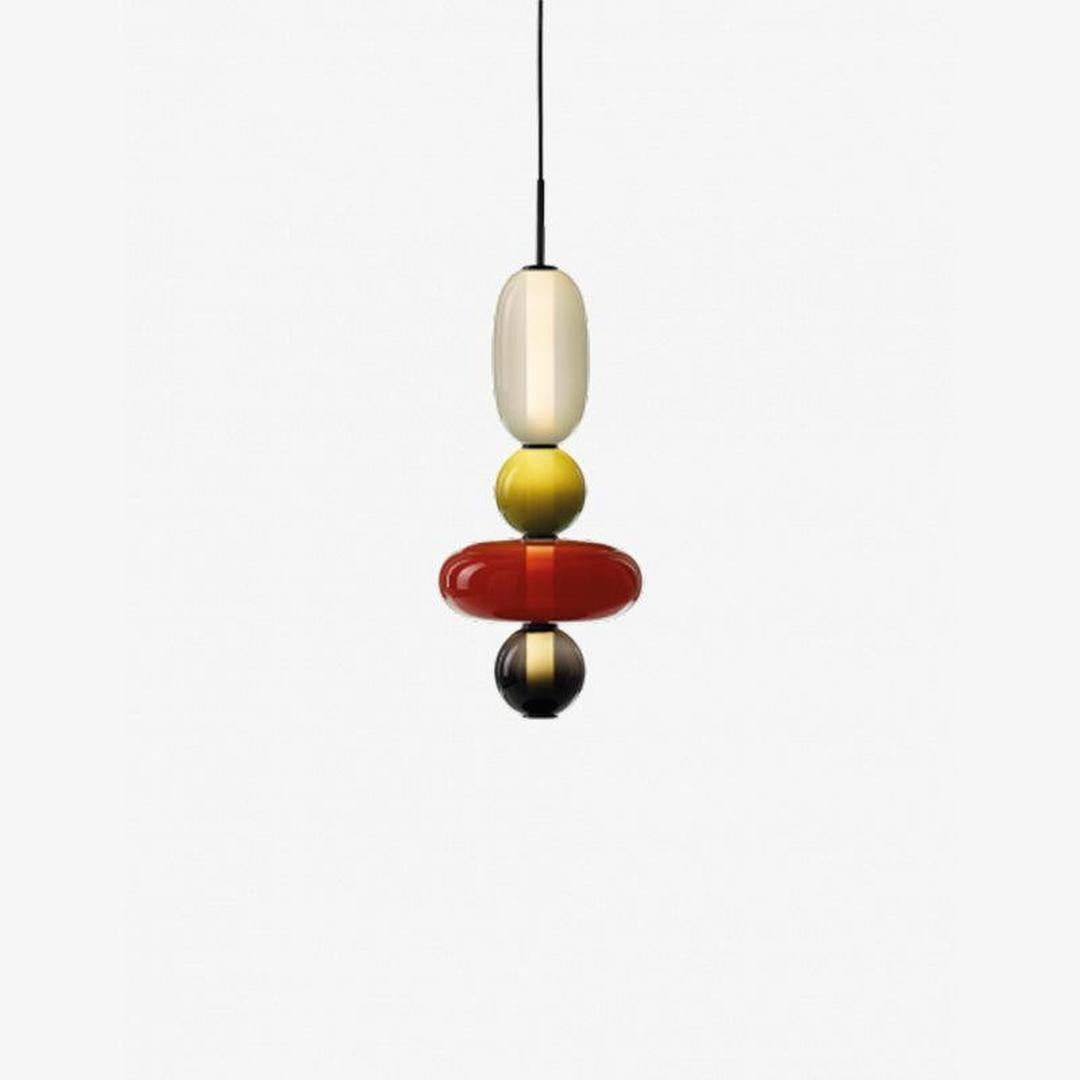 Pendant Lamp Modern Art Deco with Stacked Glass Shades and Adjustable Height