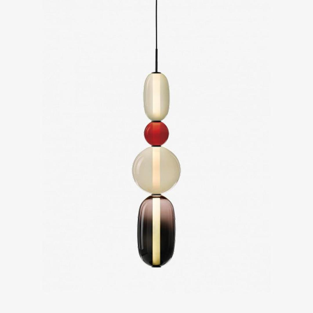 Pendant Lamp Modern Art Deco with Stacked Glass Shades and Adjustable Height