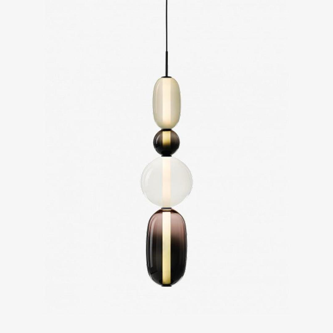 Pendant Lamp Modern Art Deco with Stacked Glass Shades and Adjustable Height
