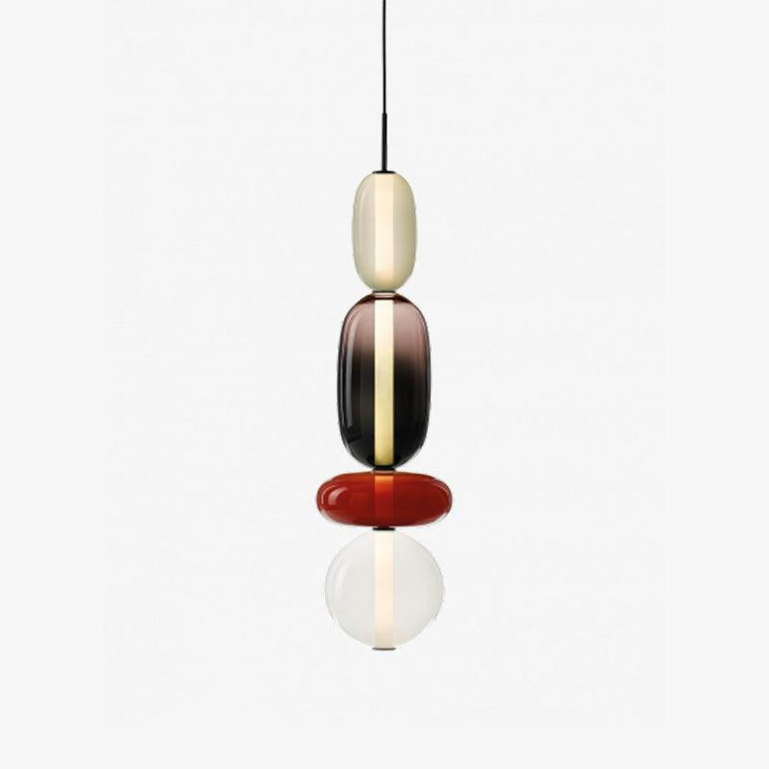 Pendant Lamp Modern Art Deco with Stacked Glass Shades and Adjustable Height