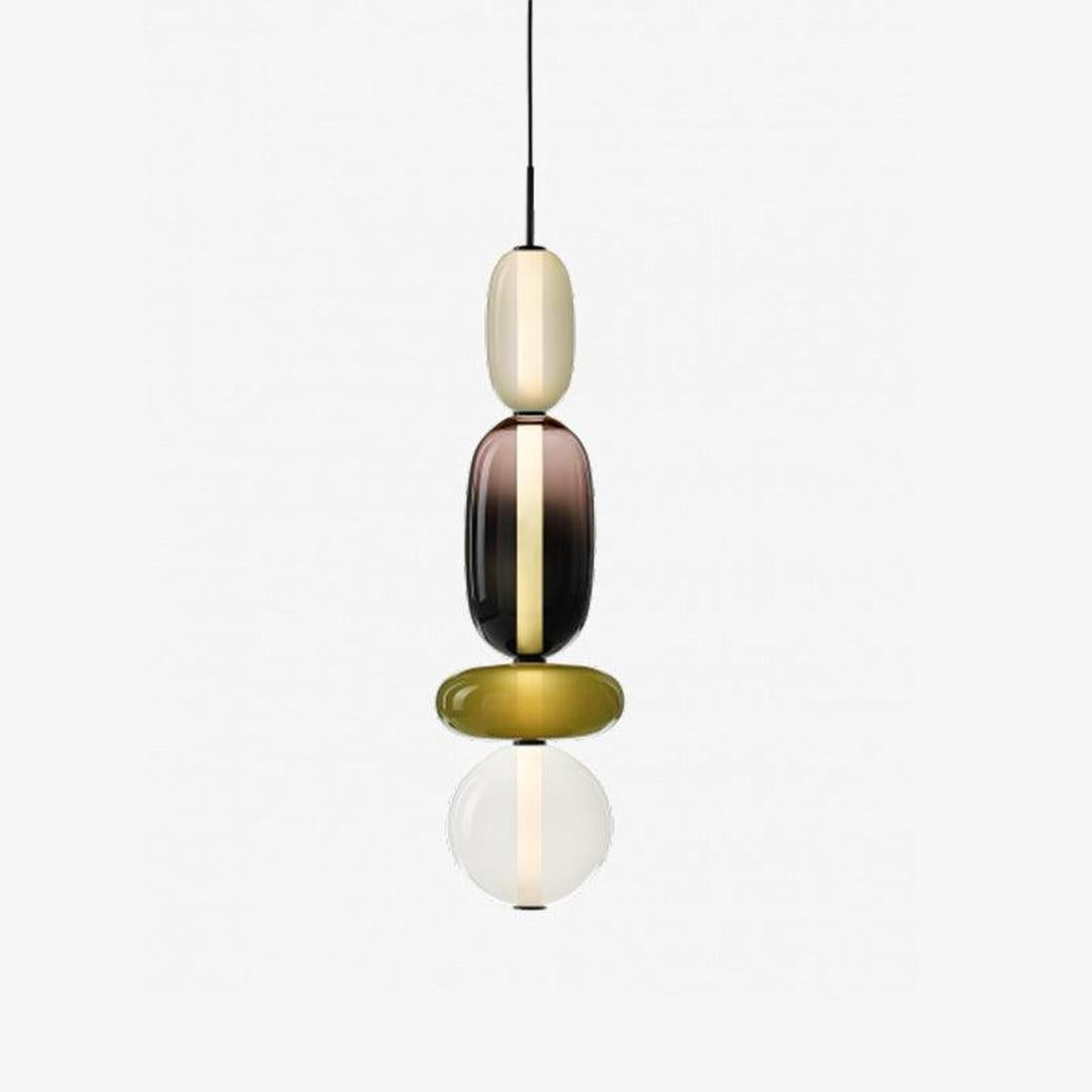 Pendant Lamp Modern Art Deco with Stacked Glass Shades and Adjustable Height