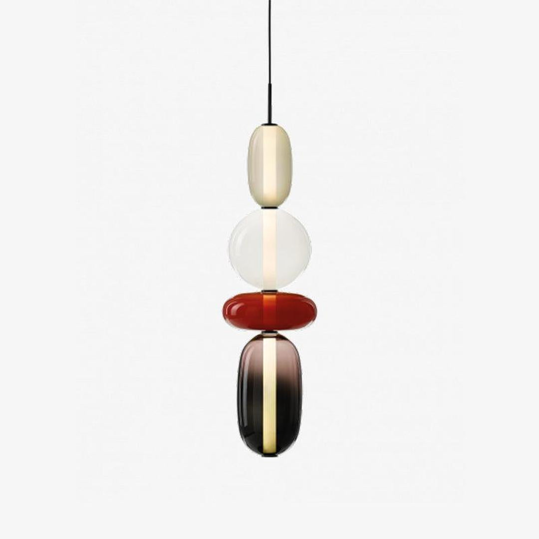 Pendant Lamp Modern Art Deco with Stacked Glass Shades and Adjustable Height