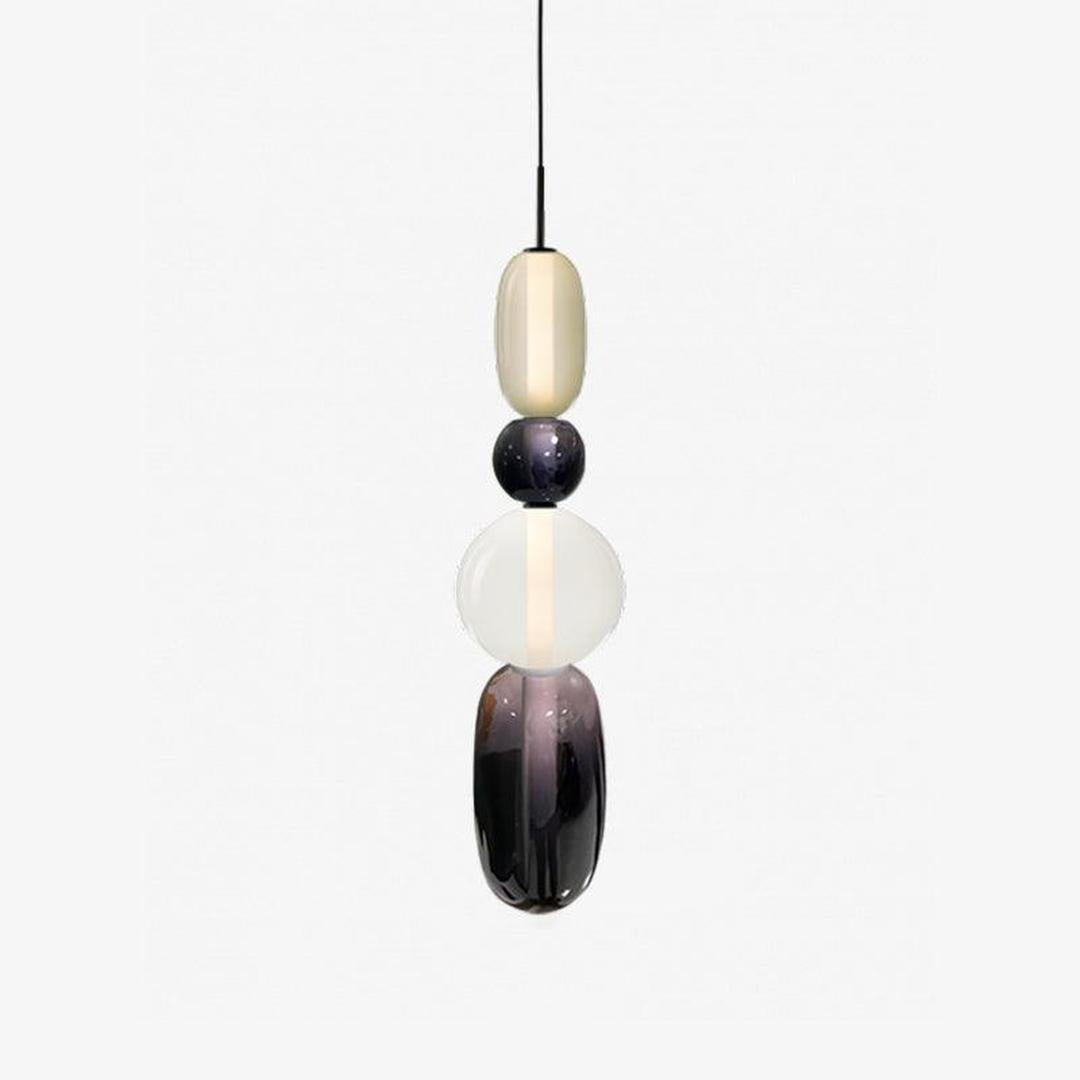 Pendant Lamp Modern Art Deco with Stacked Glass Shades and Adjustable Height