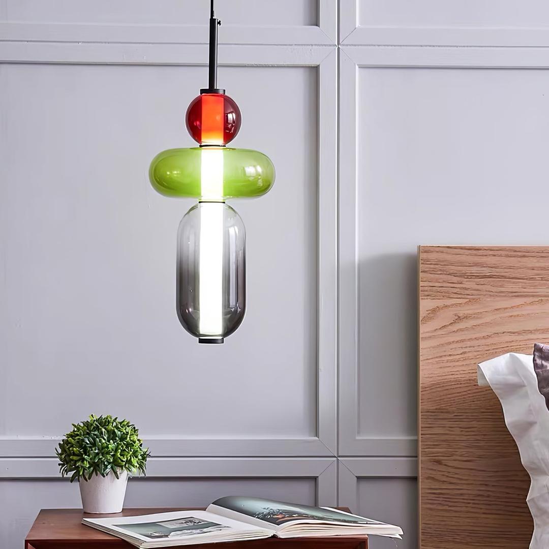 Pendant Lamp Modern Art Deco with Stacked Glass Shades and Adjustable Height