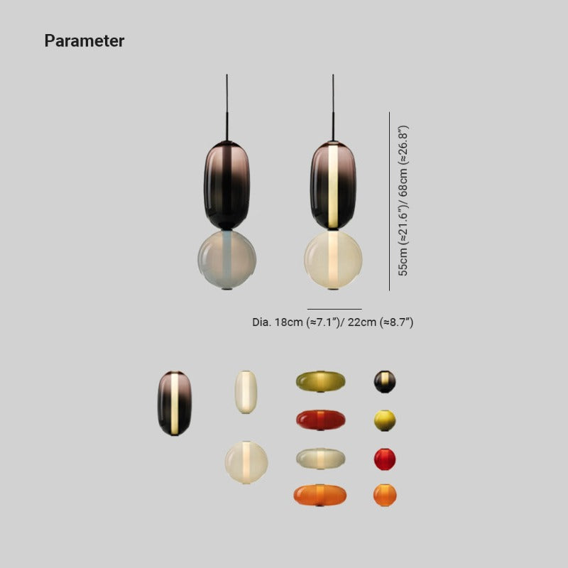 Pendant Lamp Modern Art Deco with Stacked Glass Shapes
