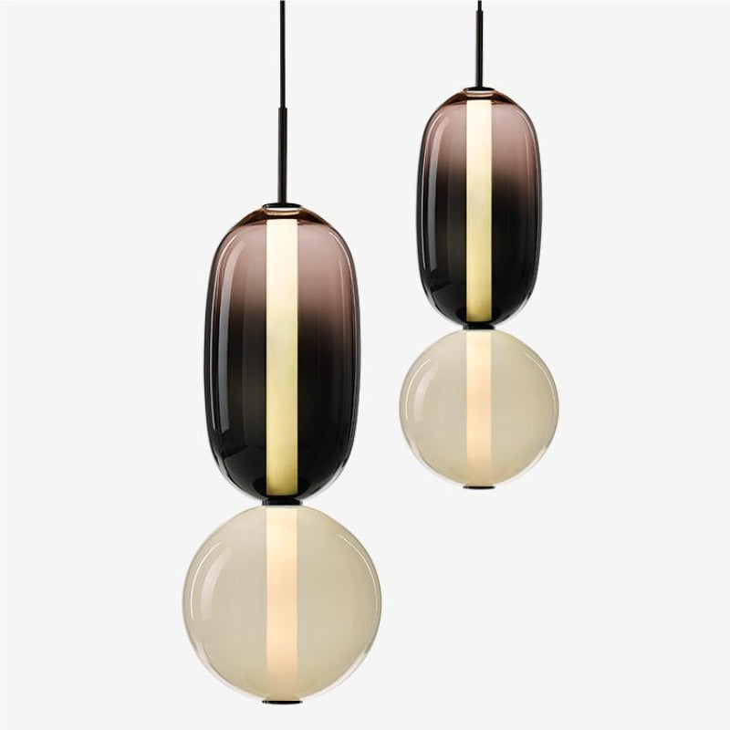 Pendant Lamp Modern Art Deco with Stacked Glass Shapes