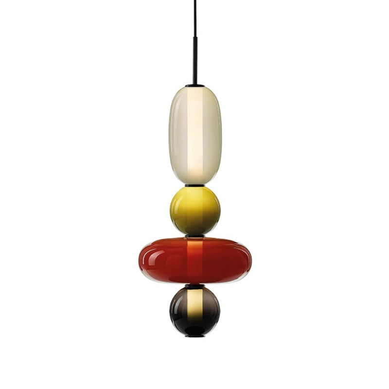 Pendant Lamp Modern Art Deco with Stacked Glass Shapes