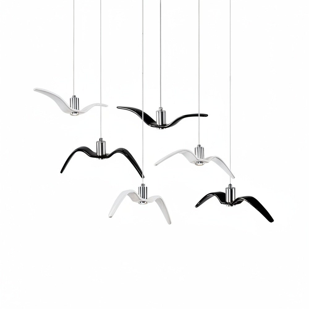 Pendant Lamp Modern Bird Wing Design with Integrated LED and Adjustable Height
