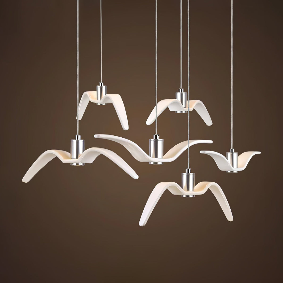 Pendant Lamp Modern Bird Wing Design with Integrated LED and Adjustable Height