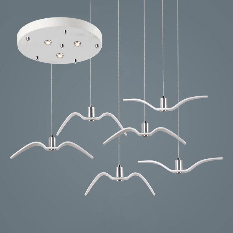 Pendant Lamp Modern Bird Wing Design with Integrated LED and Adjustable Height