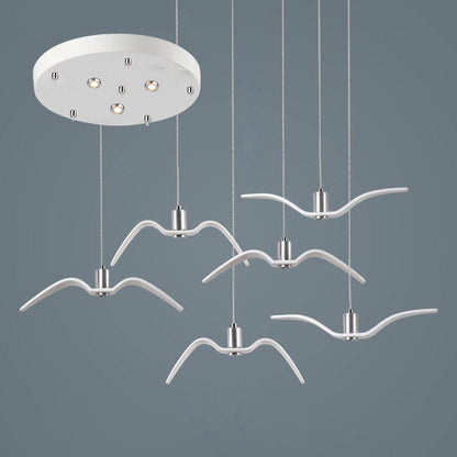 Pendant Lamp Modern Bird Wing Design with Integrated LED and Adjustable Height