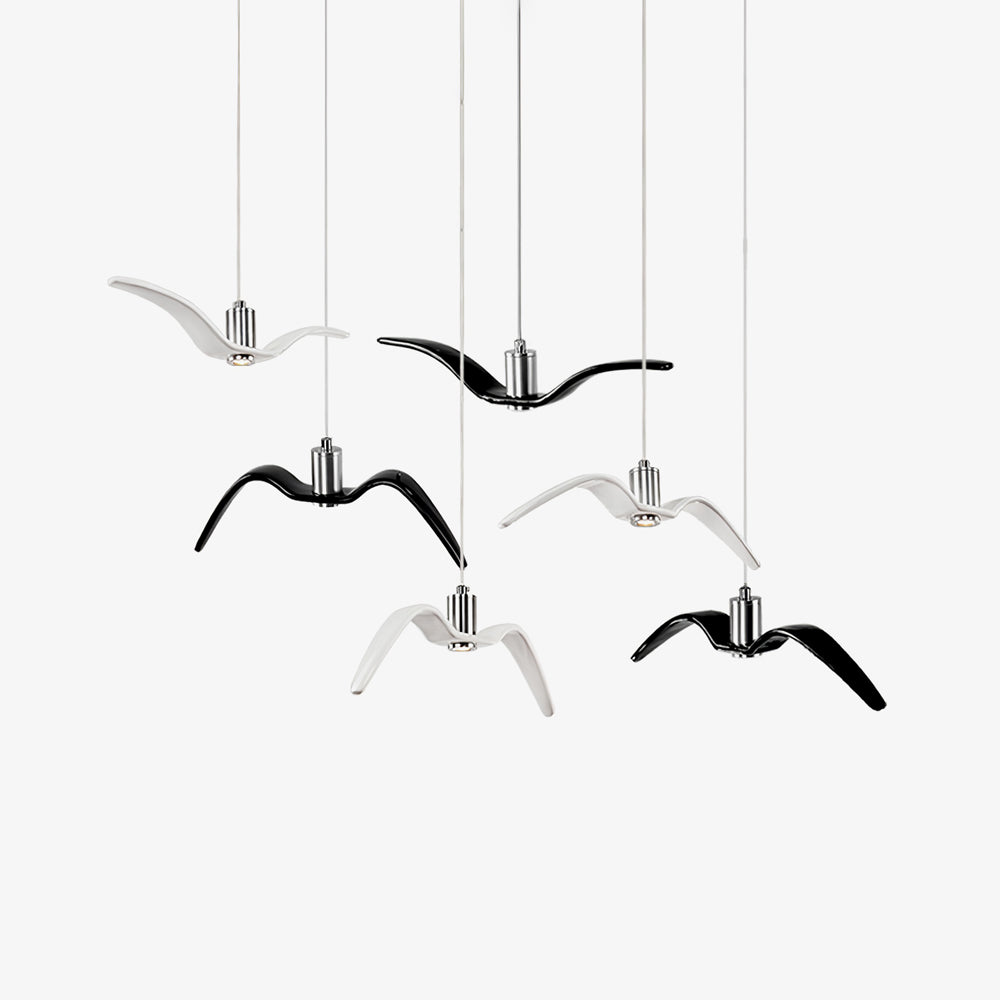 Pendant Lamp Modern Bird Wing Design with Integrated LED and Adjustable Height