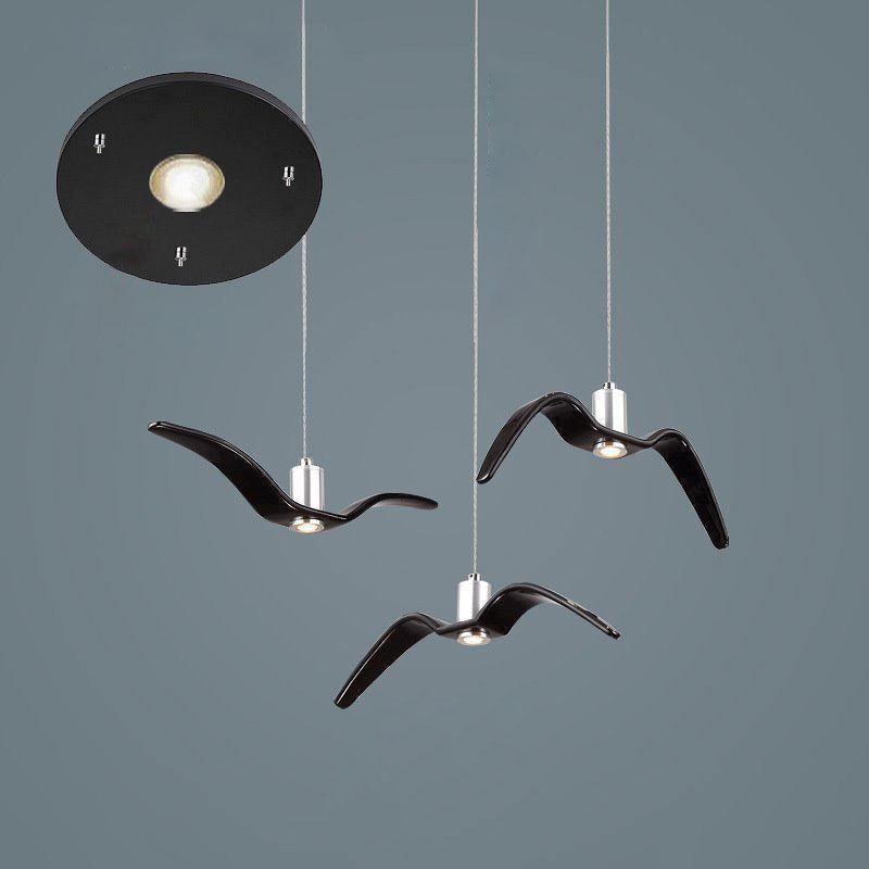 Pendant Lamp Modern Bird Wing Design with Integrated LED and Adjustable Height
