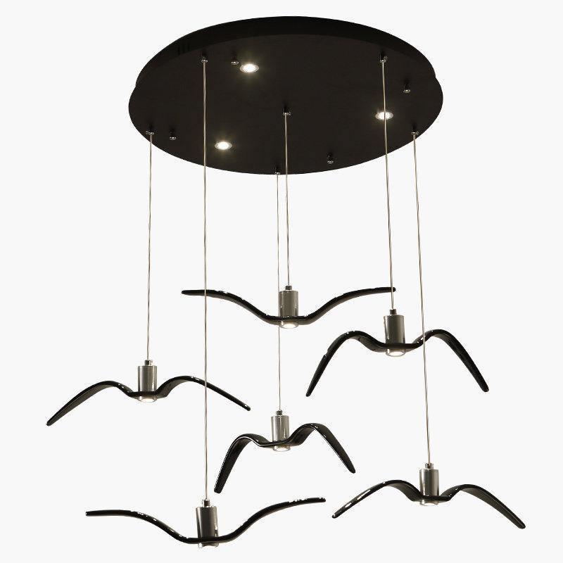 Pendant Lamp Modern Bird Wing Design with Integrated LED and Adjustable Height