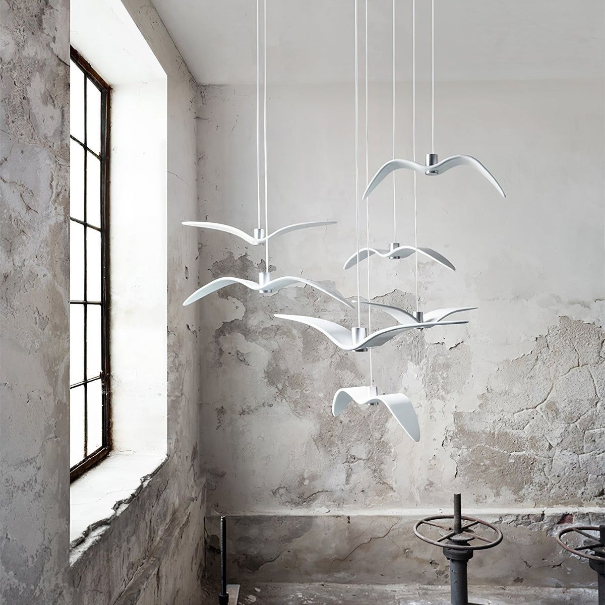Pendant Lamp Modern Bird Wing Design with Integrated LED and Adjustable Height