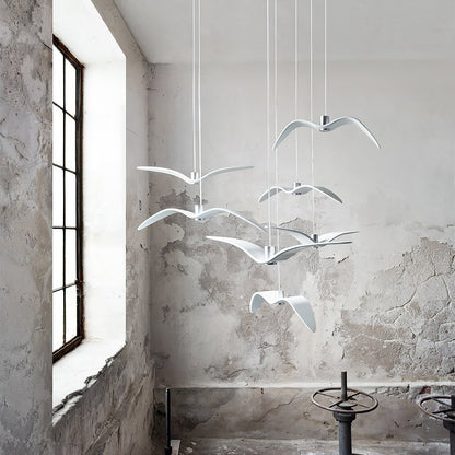 Pendant Lamp Modern Bird Wing Design with Integrated LED and Adjustable Height