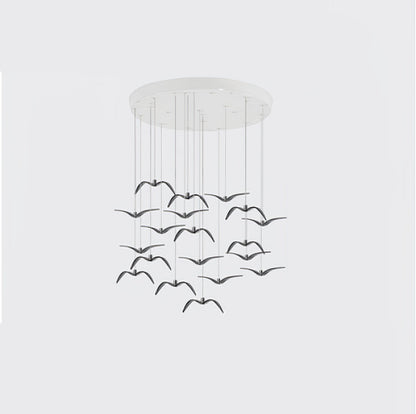 Pendant Lamp Modern Bird Wing Design with Integrated LED and Adjustable Height