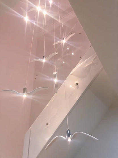 Pendant Lamp Modern Bird Wing Design with Integrated LED and Adjustable Height