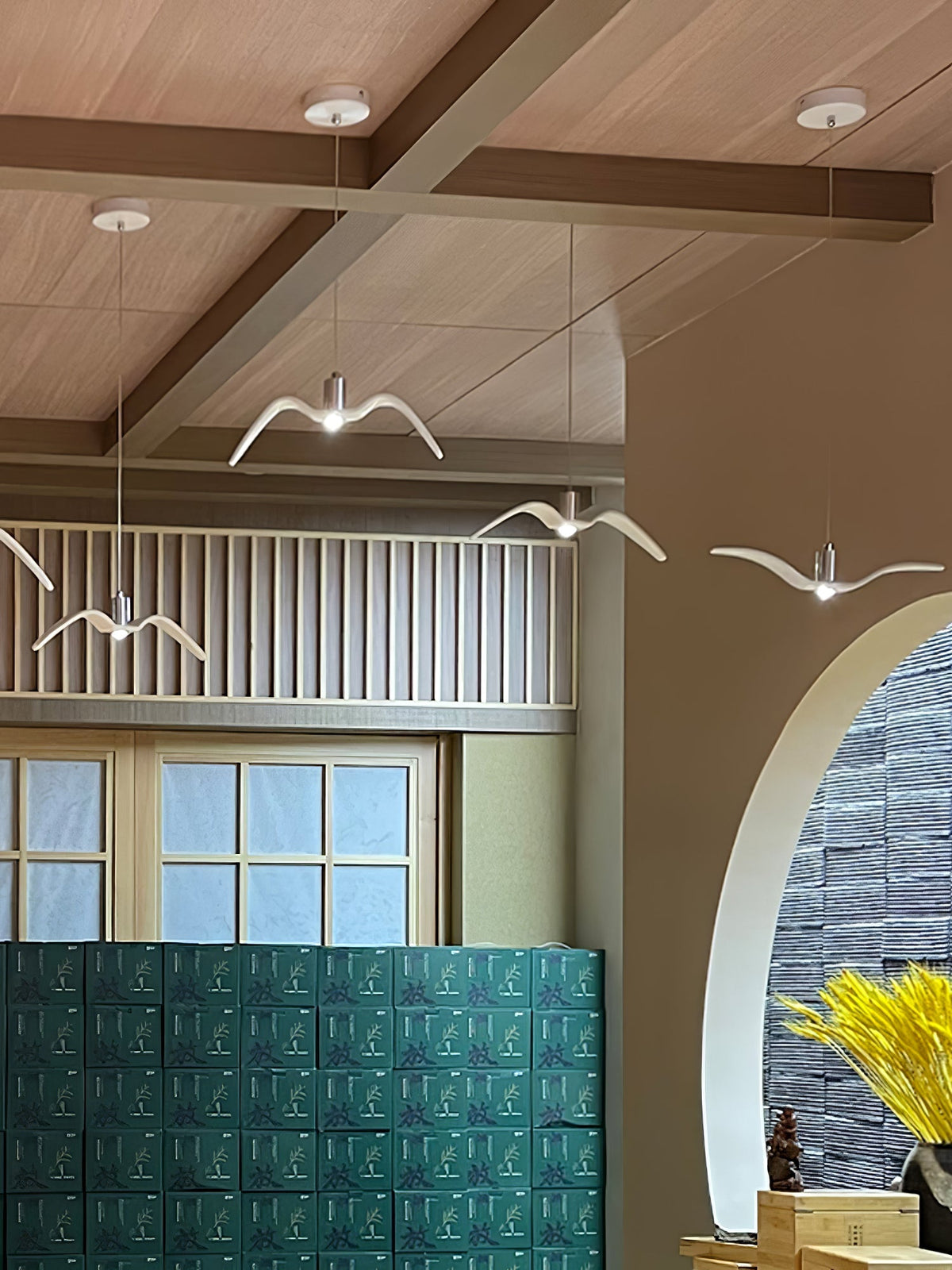 Pendant Lamp Modern Bird Wing Design with Integrated LED and Adjustable Height