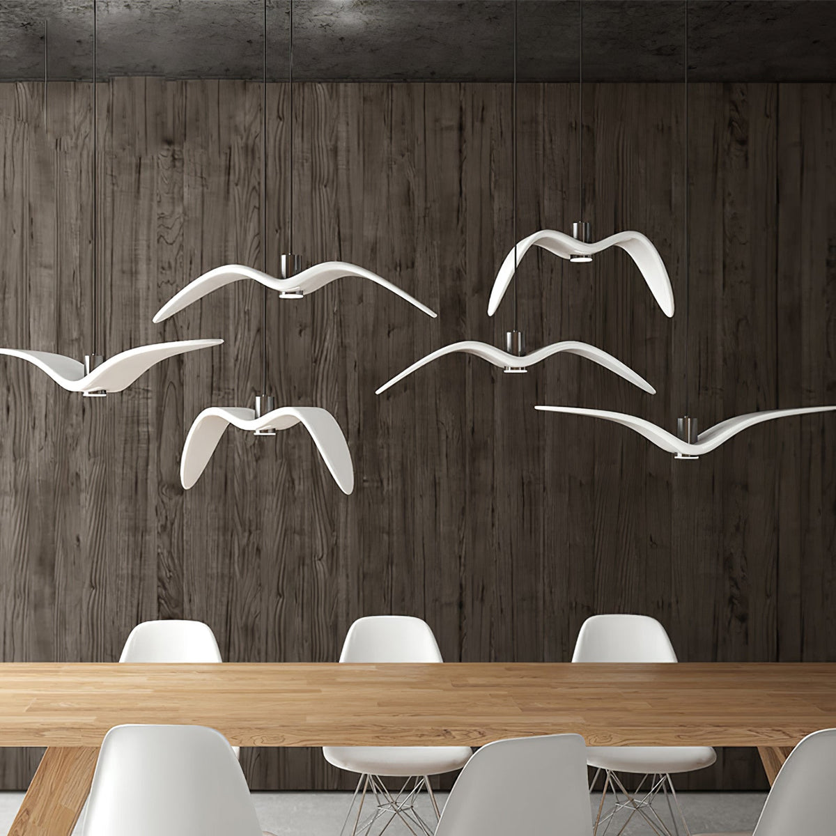 Pendant Lamp Modern Bird Wing Design with Integrated LED and Adjustable Height