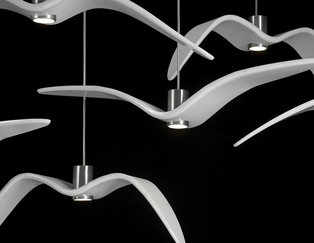 Pendant Lamp Modern Bird Wing Design with Integrated LED and Adjustable Height