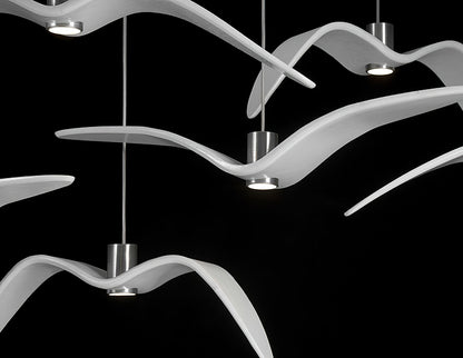 Pendant Lamp Modern Bird Wing Design with Integrated LED and Adjustable Height