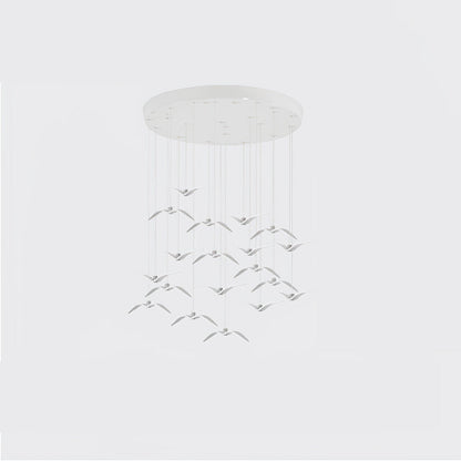 Pendant Lamp Modern Bird Wing Design with Integrated LED and Adjustable Height