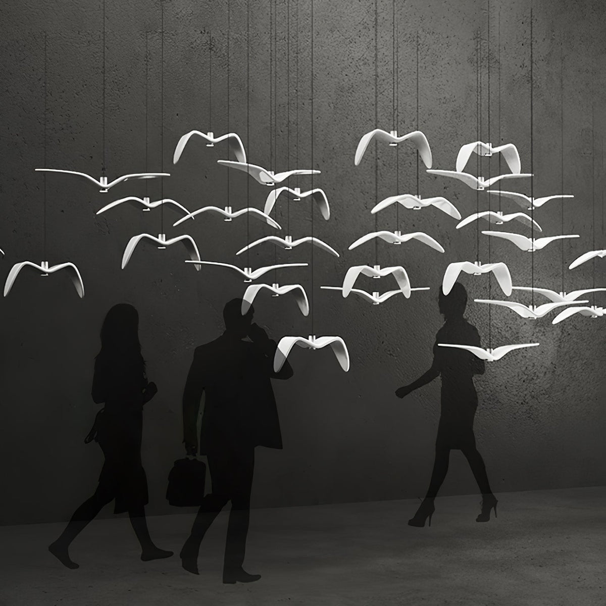 Pendant Lamp Modern Bird Wing Design with Integrated LED and Adjustable Height