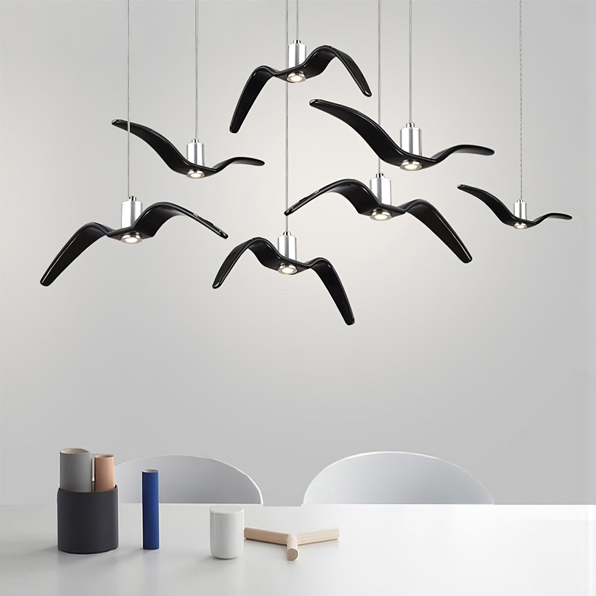 Pendant Lamp Modern Bird Wing Design with Integrated LED and Adjustable Height