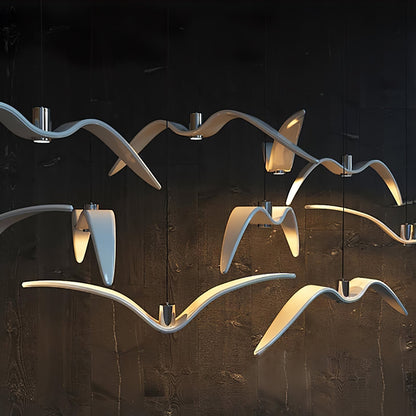 Pendant Lamp Modern Bird Wing Design with Integrated LED and Adjustable Height