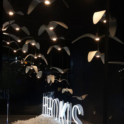 Pendant Lamp Modern Bird Wing Design with Integrated LED and Adjustable Height