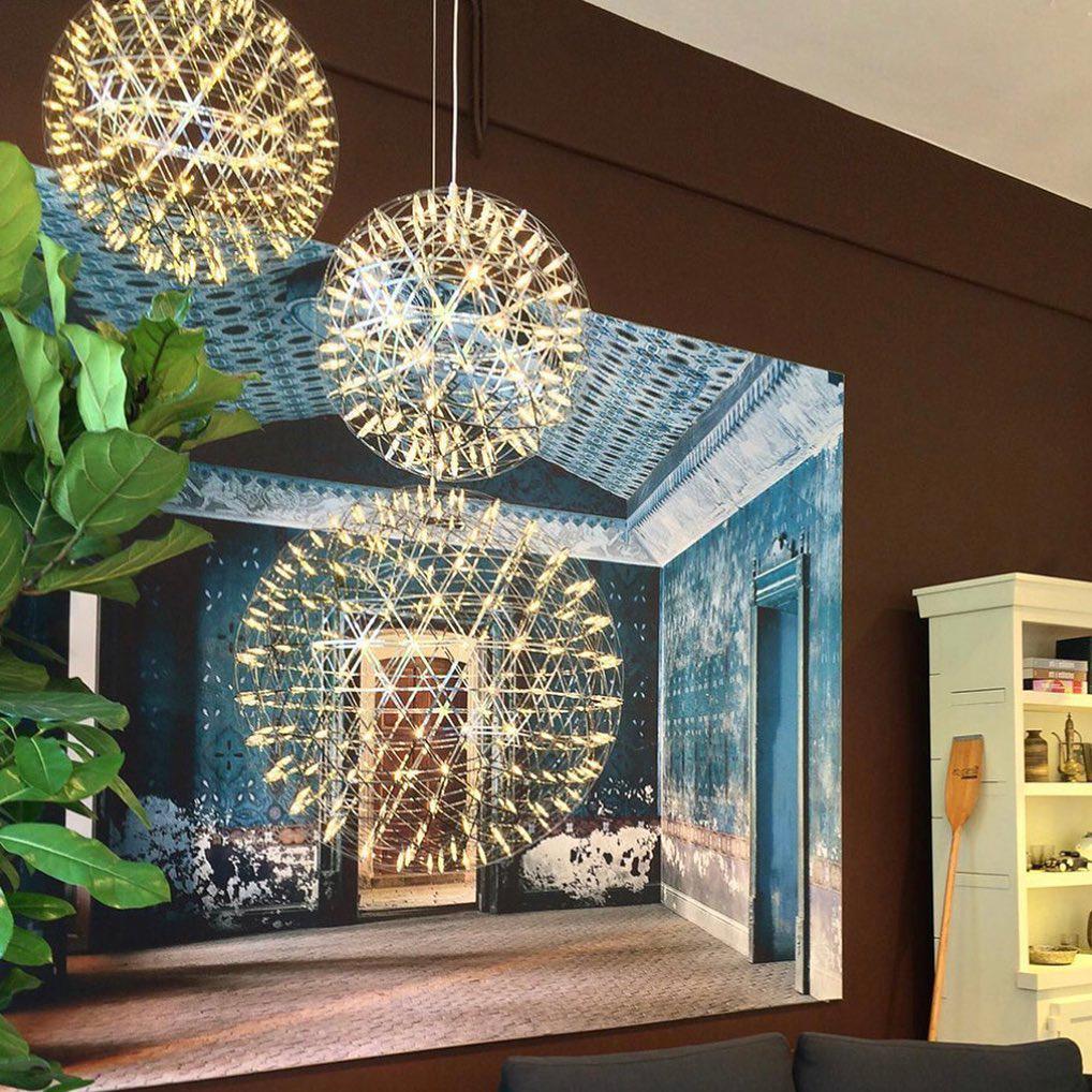 Pendant Lamp Modern Geometric Globe with Integrated LED Sparkling Sphere