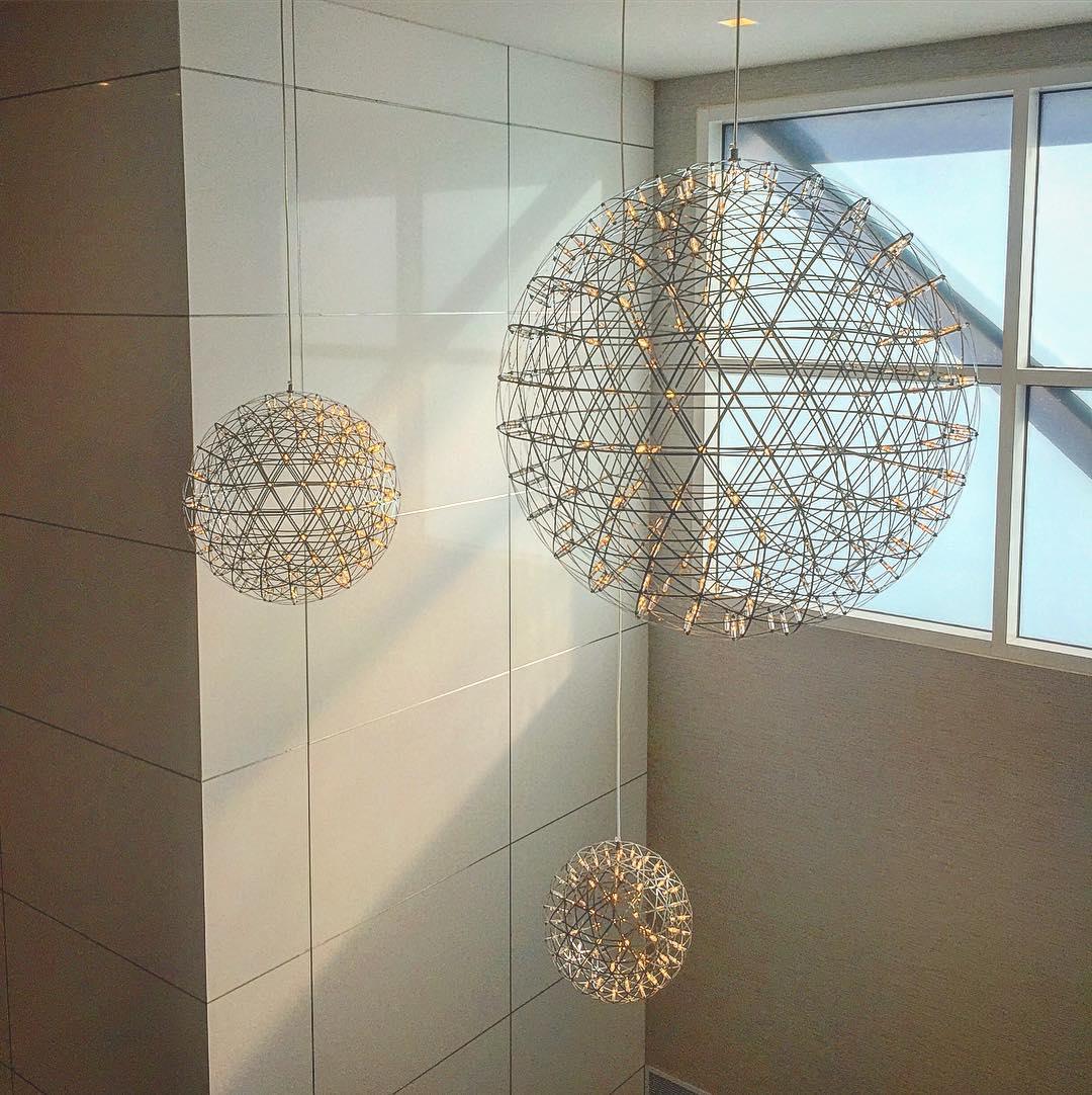 Pendant Lamp Modern Geometric Globe with Integrated LED Sparkling Sphere