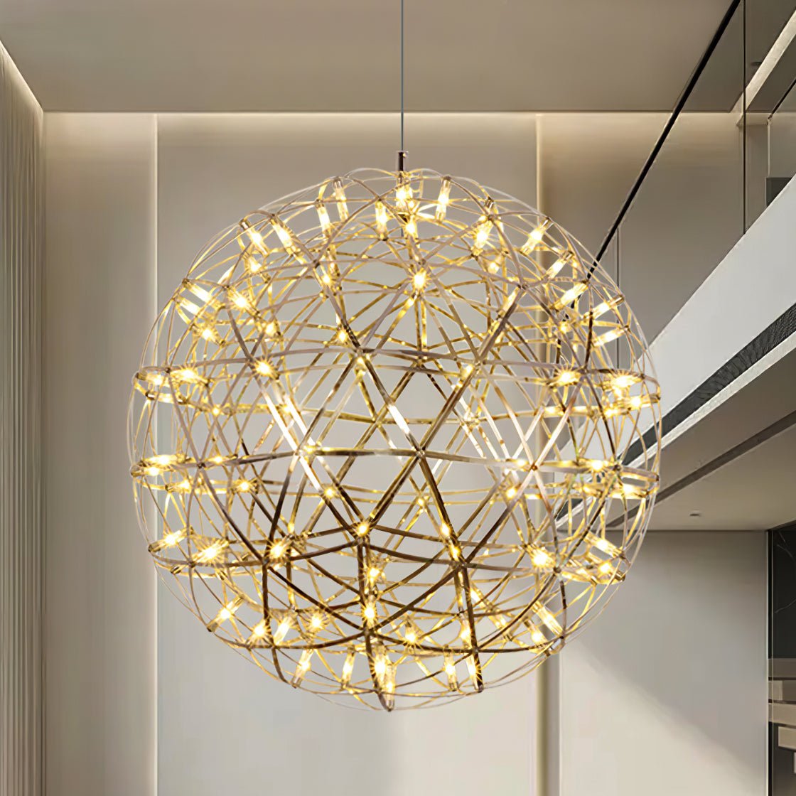Pendant Lamp Modern Geometric Globe with Integrated LED Sparkling Sphere