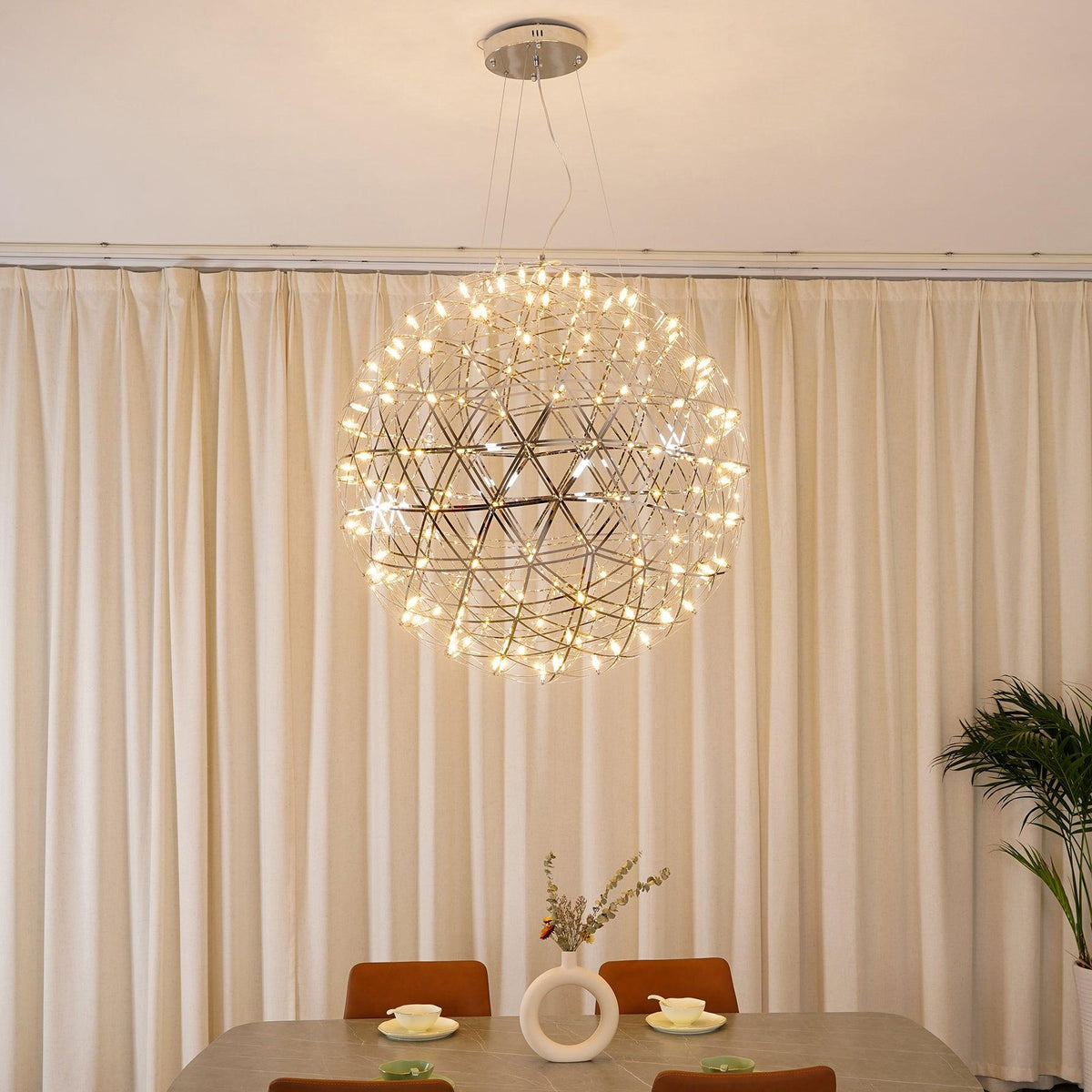 Pendant Lamp Modern Geometric Globe with Integrated LED Sparkling Sphere
