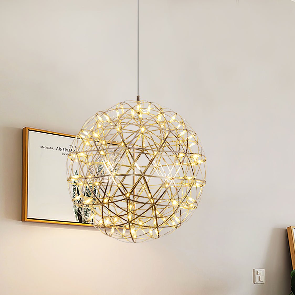 Pendant Lamp Modern Geometric Globe with Integrated LED Sparkling Sphere