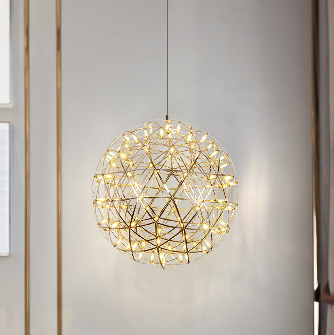 Pendant Lamp Modern Geometric Globe with Integrated LED Sparkling Sphere