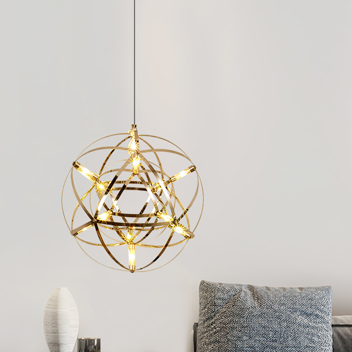 Pendant Lamp Modern Geometric Globe with Integrated LED Sparkling Sphere