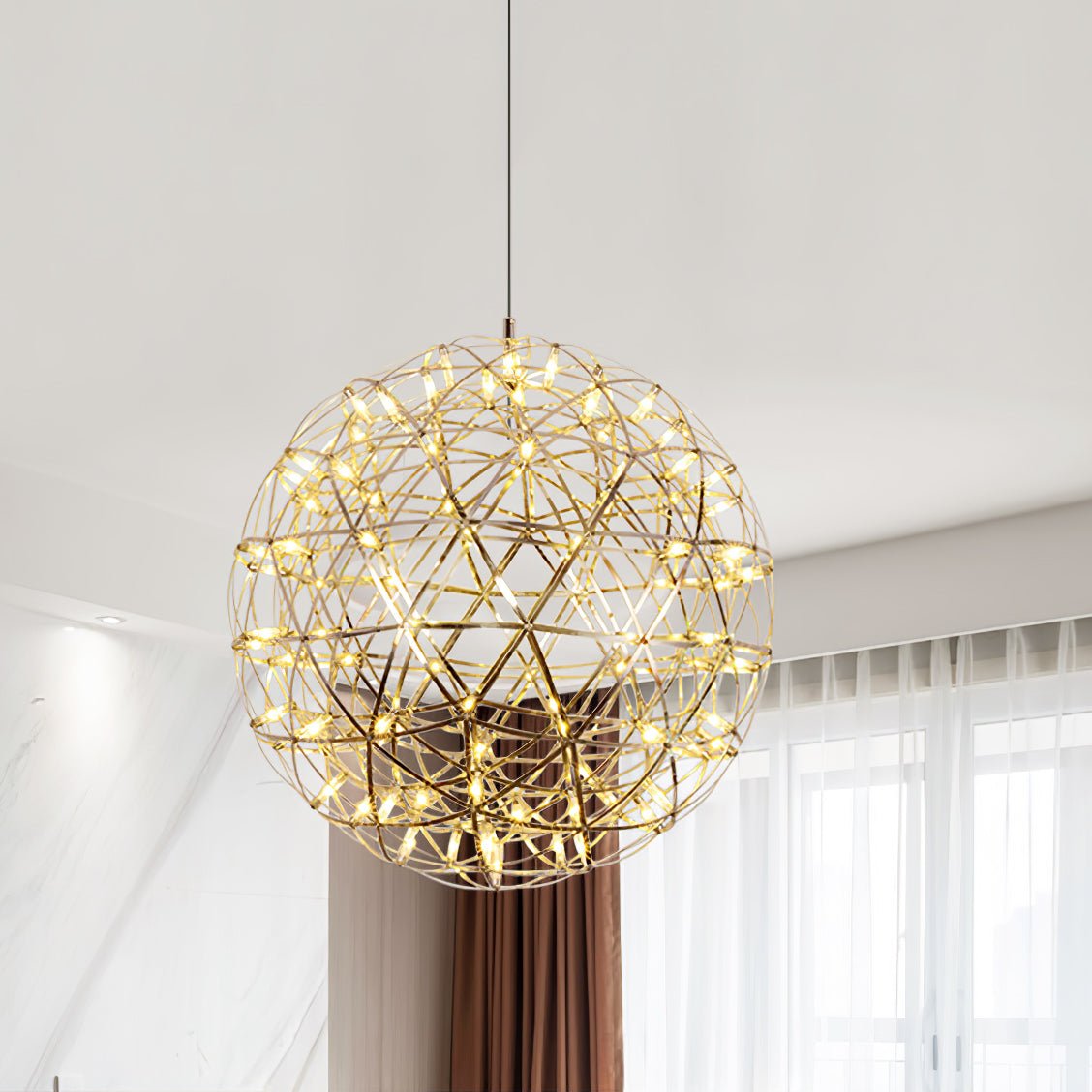 Pendant Lamp Modern Geometric Globe with Integrated LED Sparkling Sphere