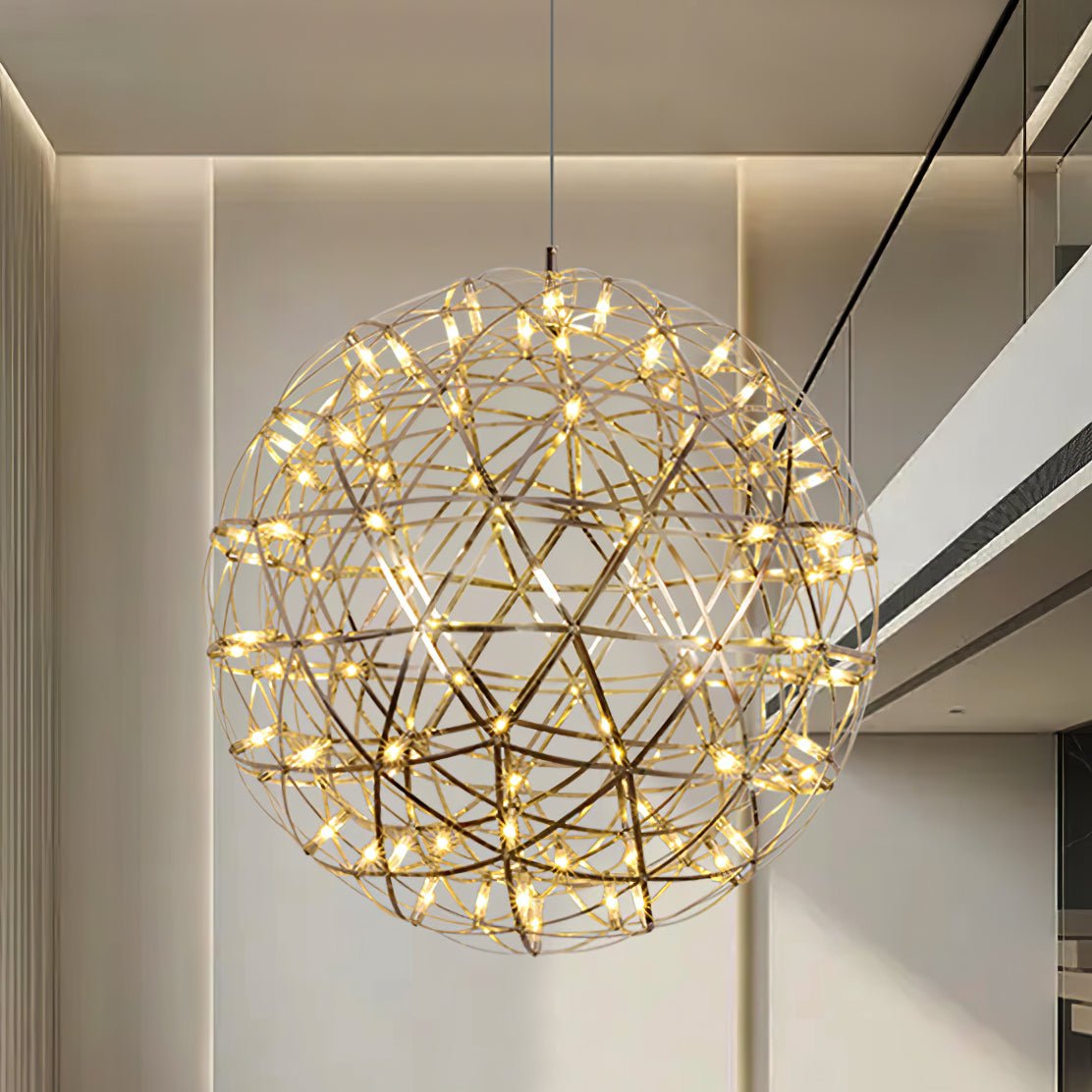 Pendant Lamp Modern Geometric Globe with Integrated LED Sparkling Sphere